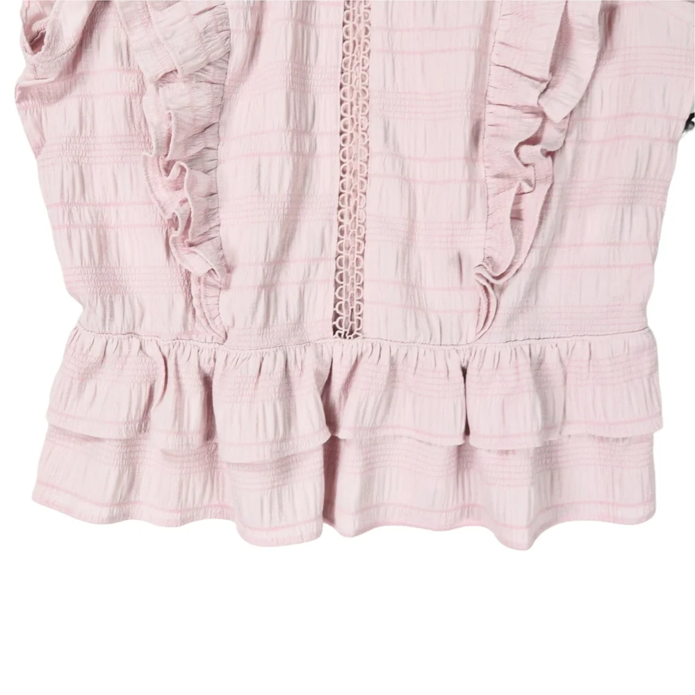 Milk & Honey Blouse Women's Pink Ruffle Tiered Size Large - Picture 4 of 13